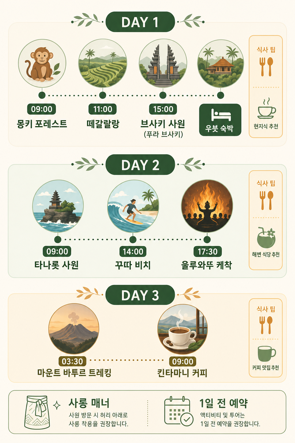솔로 3일 일정 인포그래픽