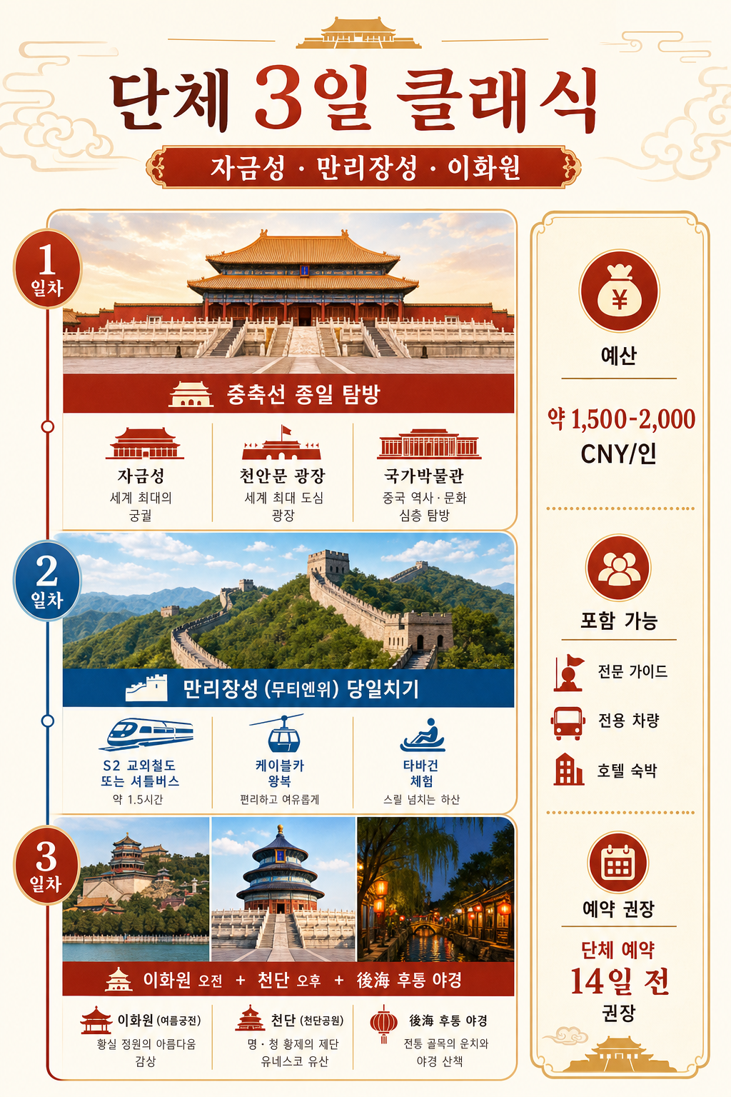 단체 3일 클래식 일정 인포그래픽