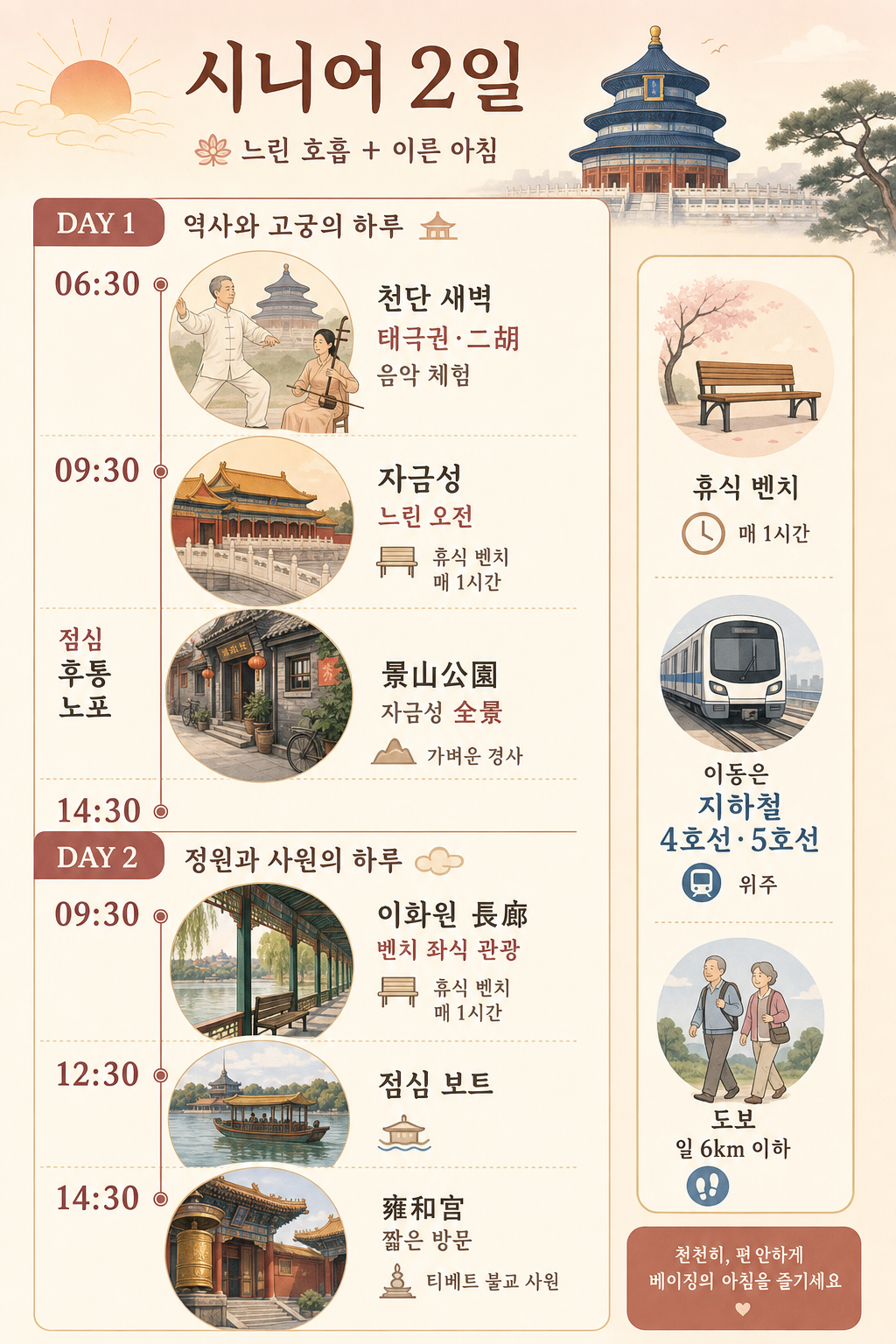 시니어 2일 일정 인포그래픽