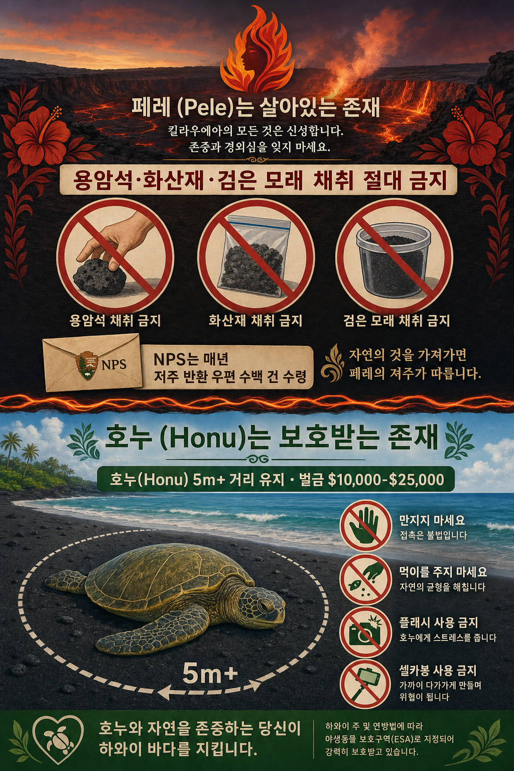Honu·Pele 에티켓 인포그래픽