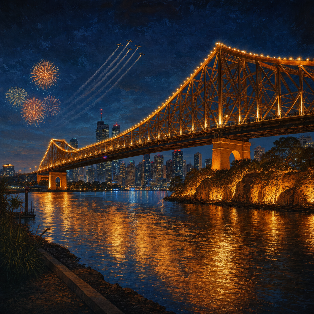 스토리 브리지 야간 Riverfire