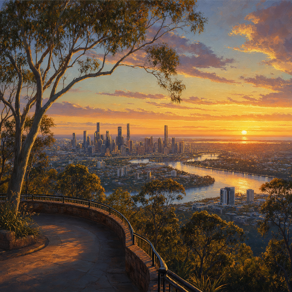 Mt Coot-tha 전망대 일몰