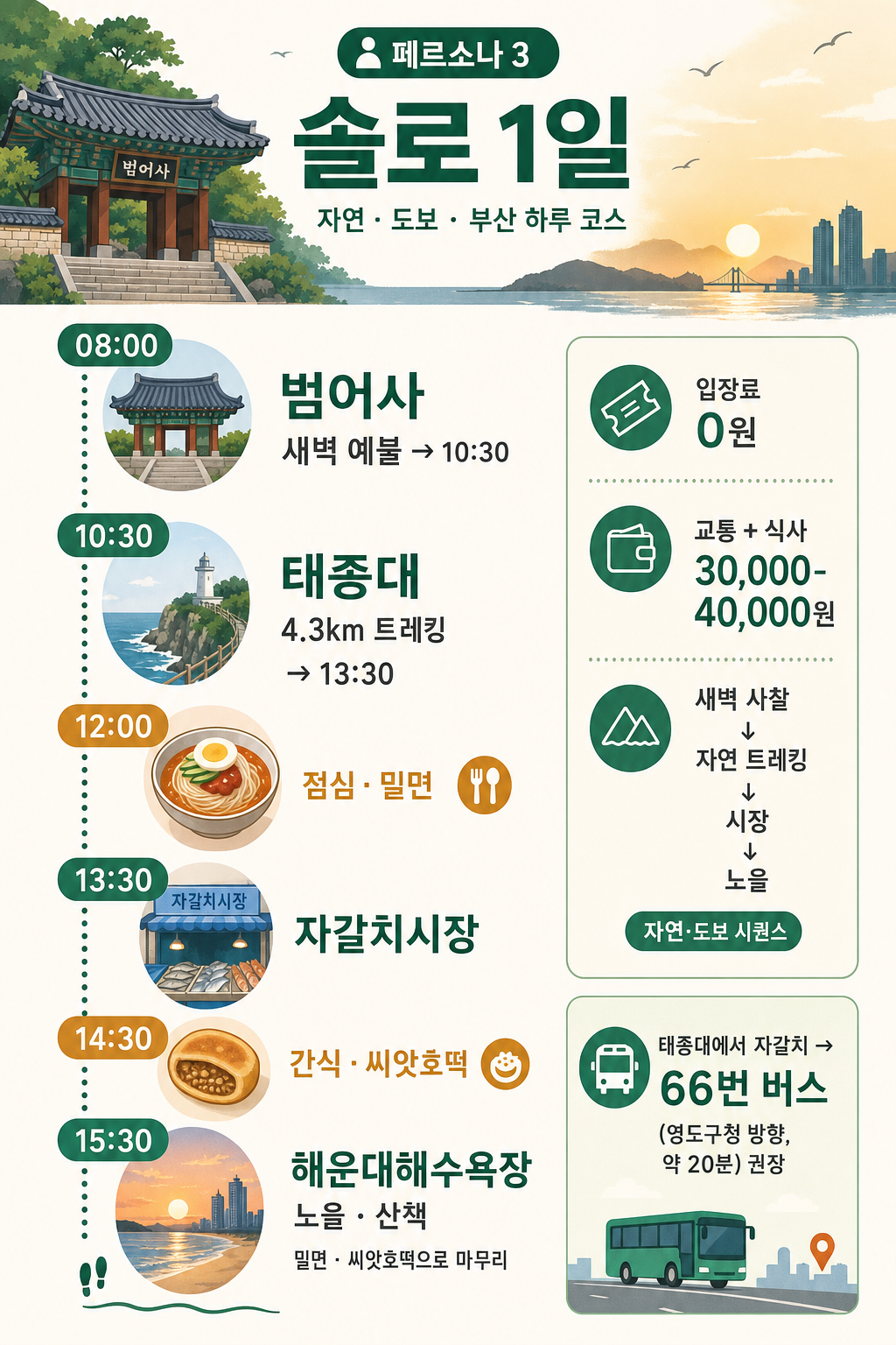 솔로 1일 자연 일정 인포그래픽