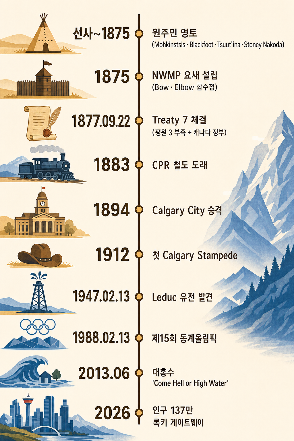캘거리 150년 타임라인 인포그래픽