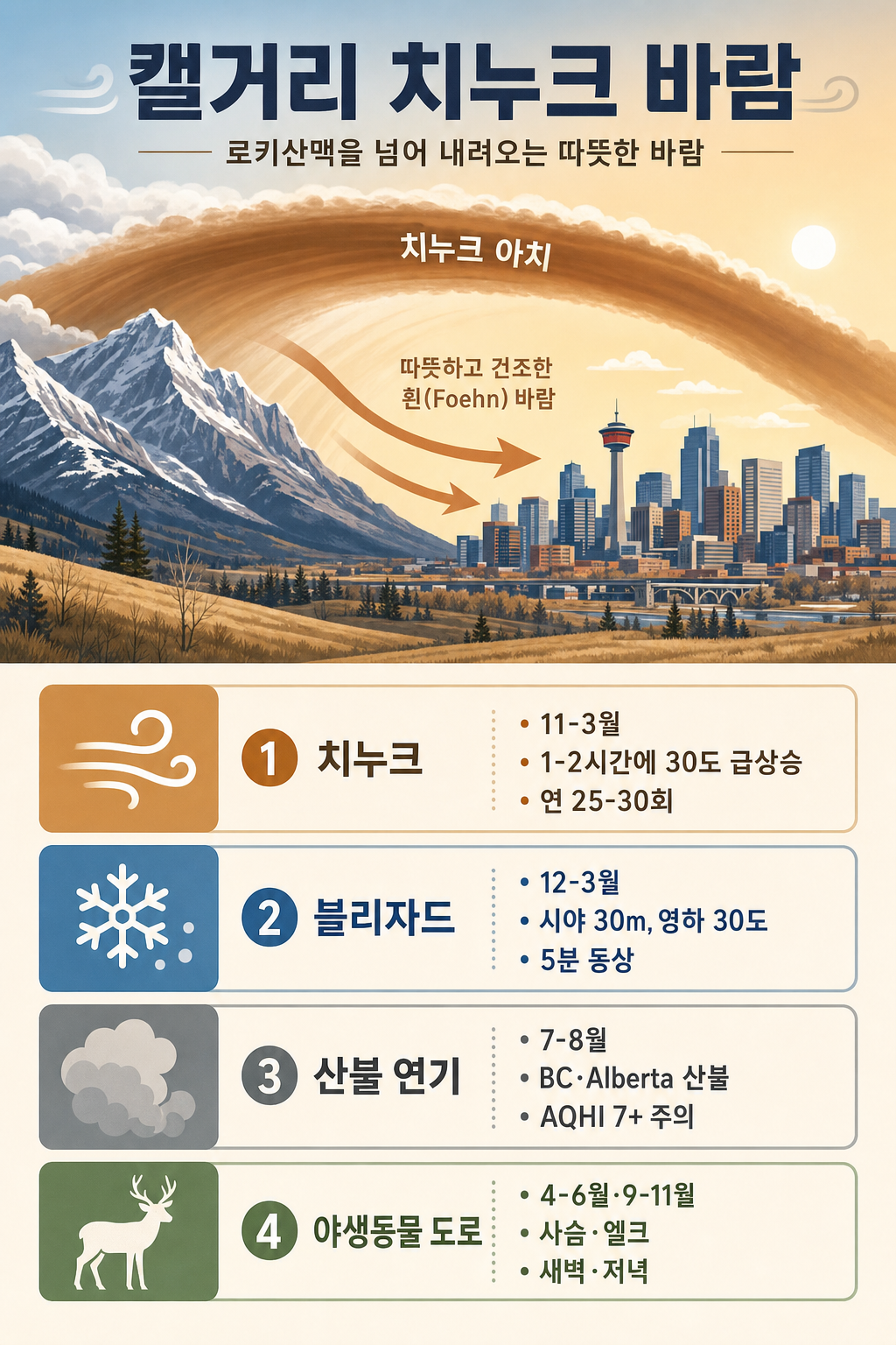 캘거리 날씨·Chinook 인포그래픽