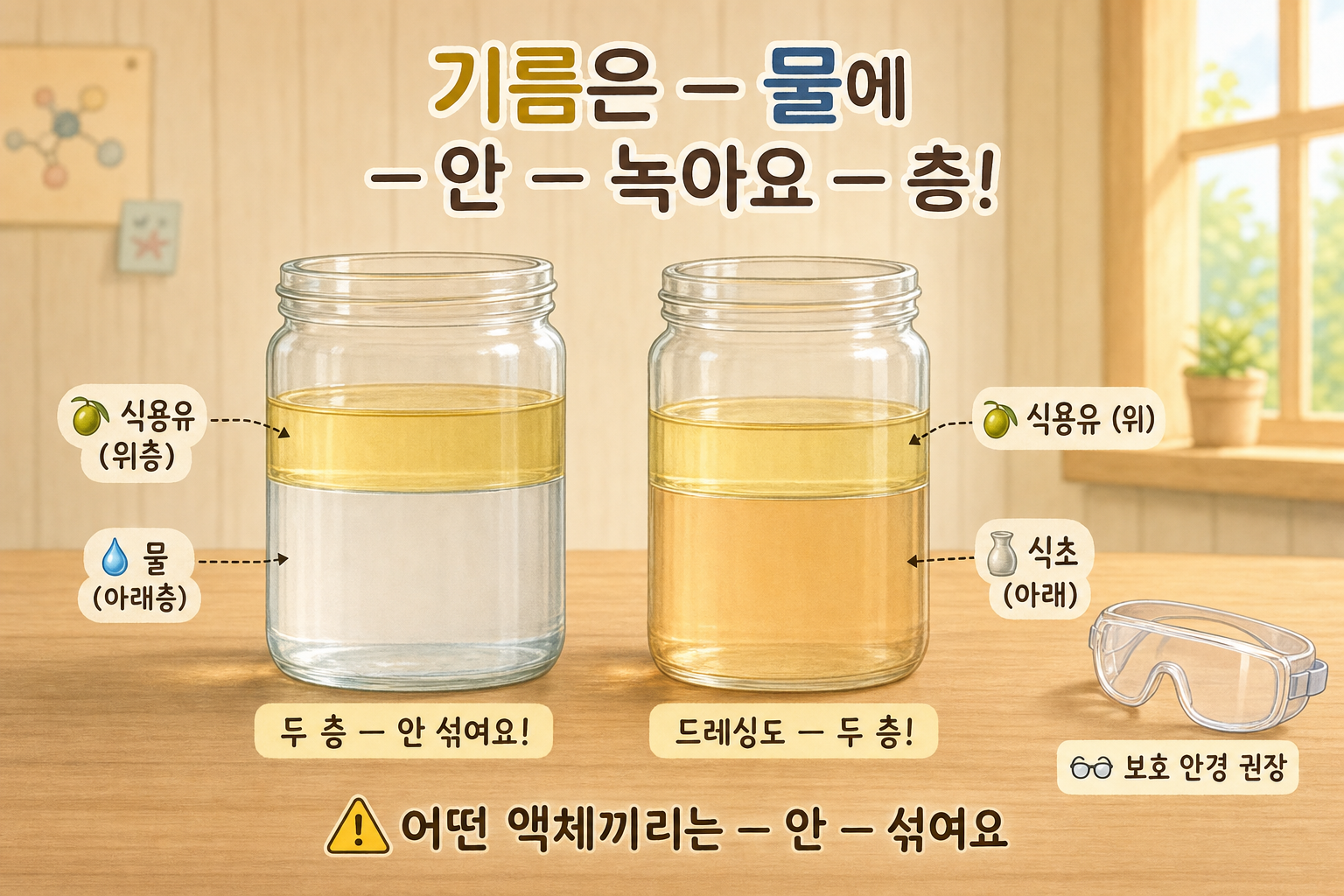초5 화학 — 섞이지 않는 것들 (층) 표지