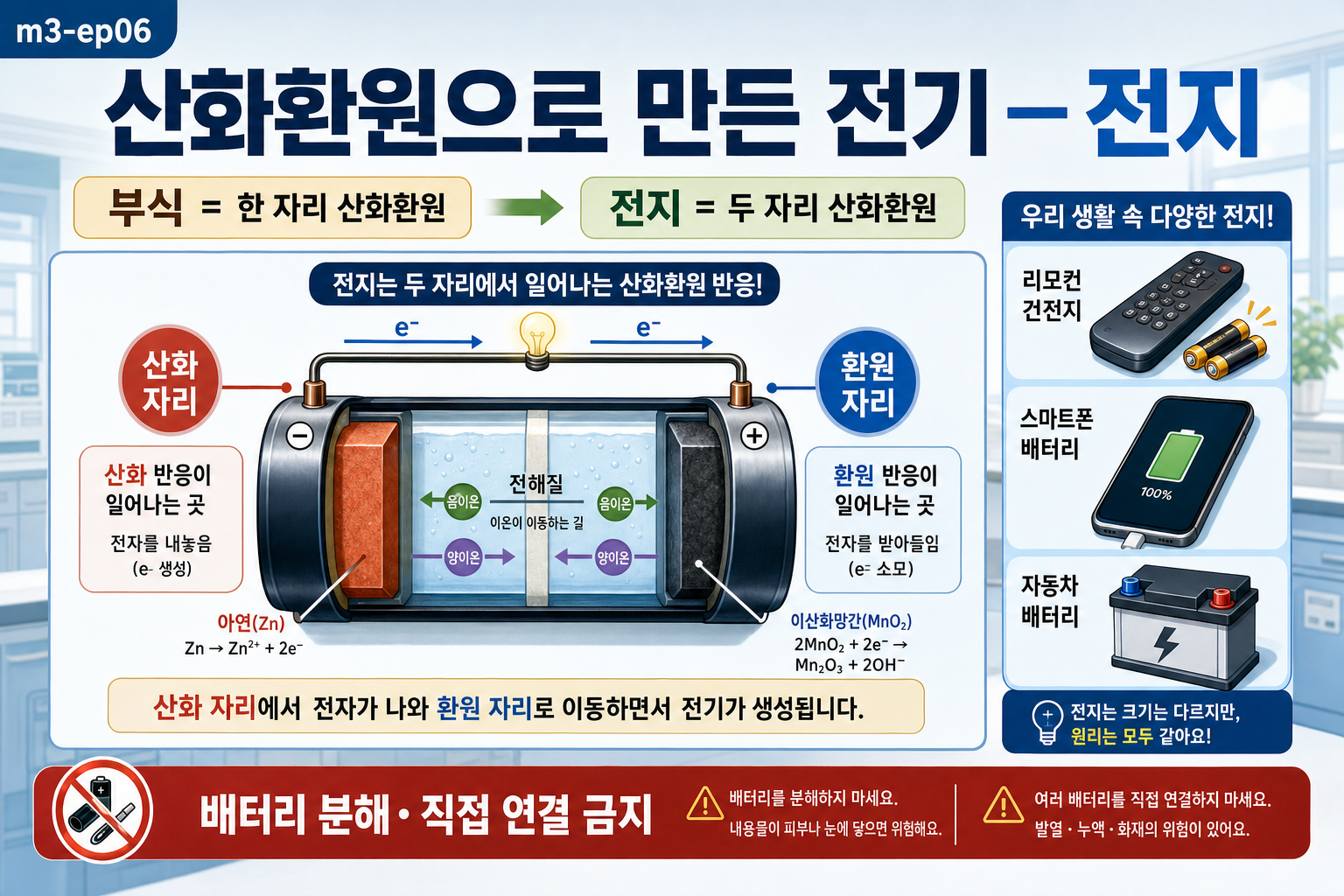 산화환원으로 만든 전기 — 전지 표지