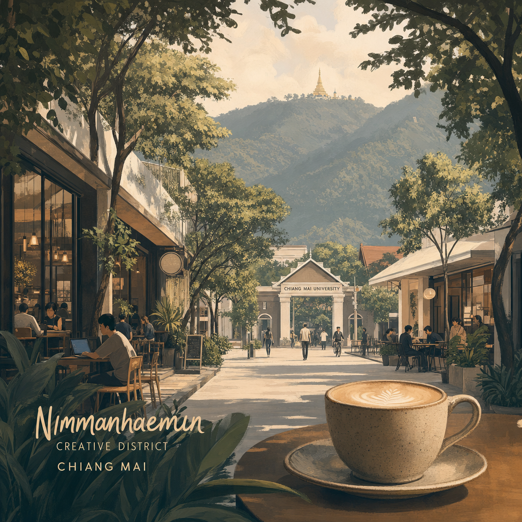 님만해민 카페 거리 Doi Suthep 배경