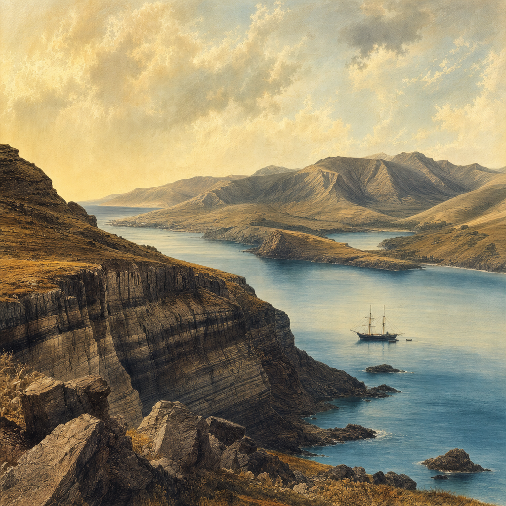 Julius von Haast Banks Peninsula 지질 조사, c.1879
