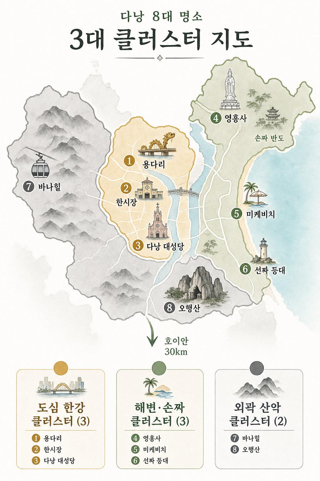 다낭 8명소 area 3 클러스터 지도