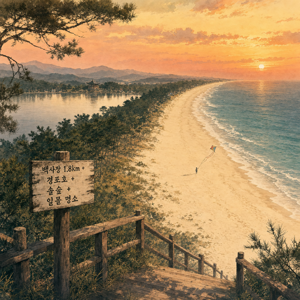 경포해변 백사장·경포호·솔숲 triad