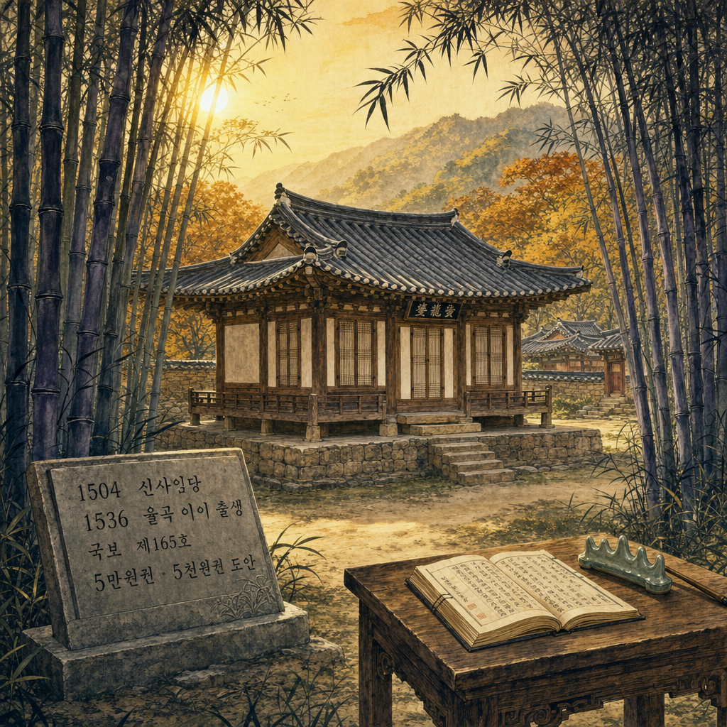 오죽헌 몽룡실·오죽 군락·1504·1536 출생지