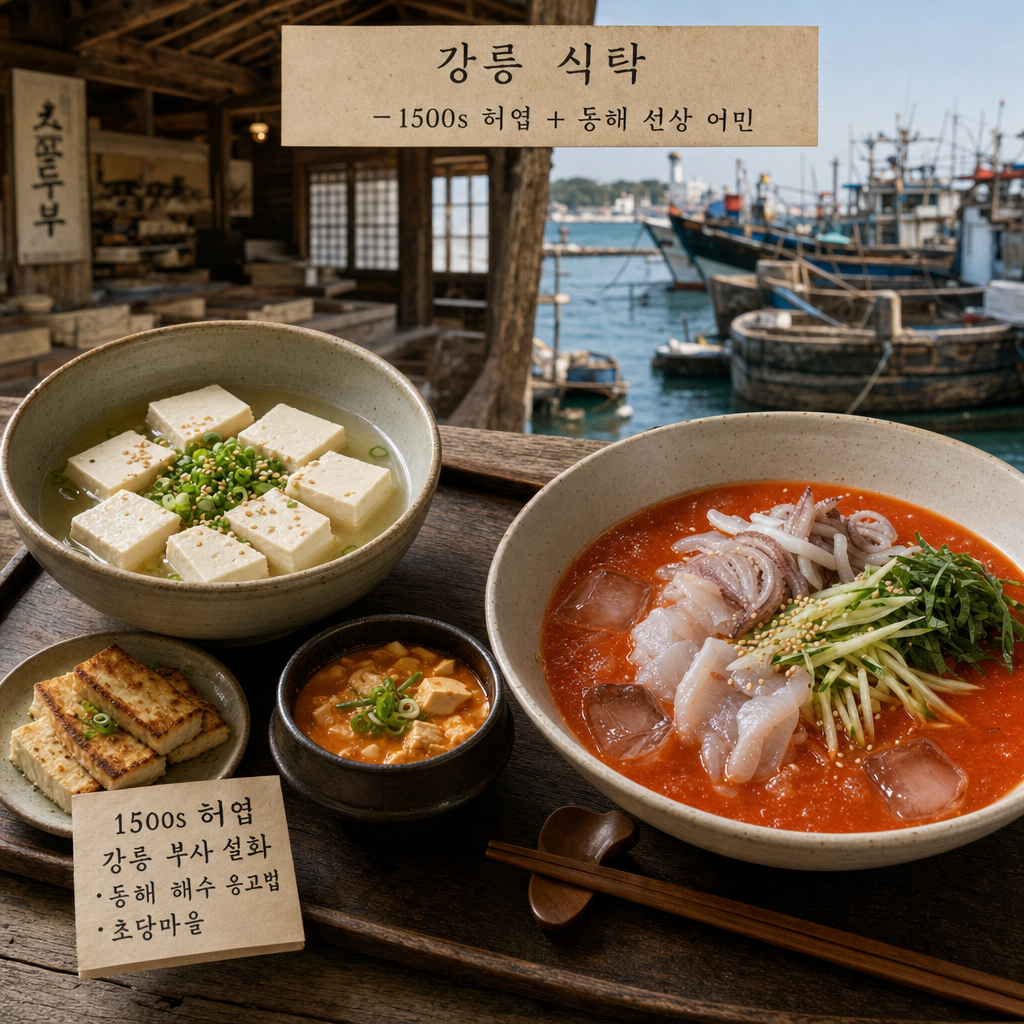 초당두부와 물회