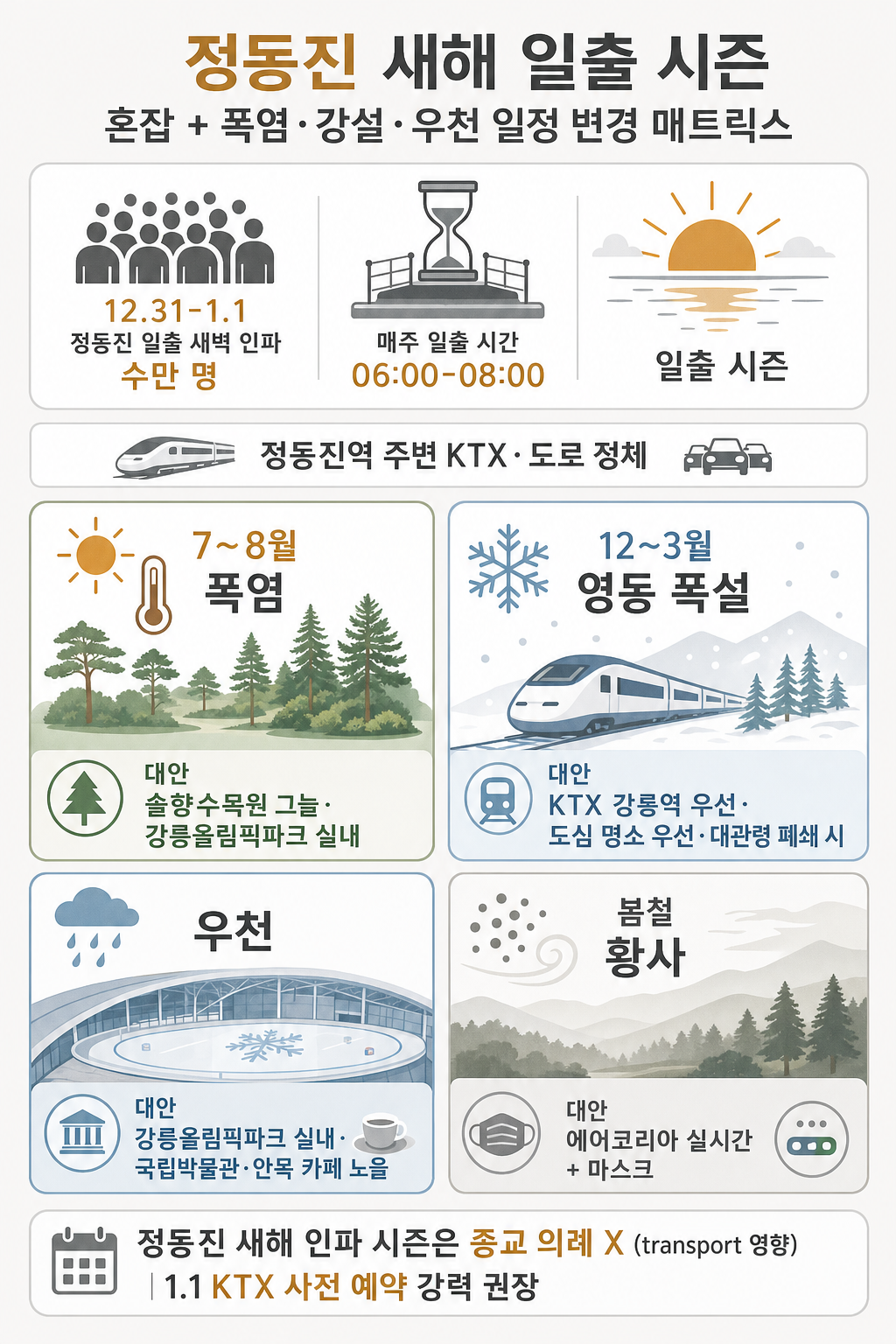 정동진 새해 혼잡 + 날씨 대안 사이드바
