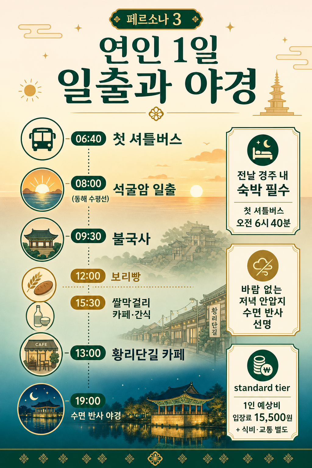 연인 1일 일출과 야경 인포그래픽