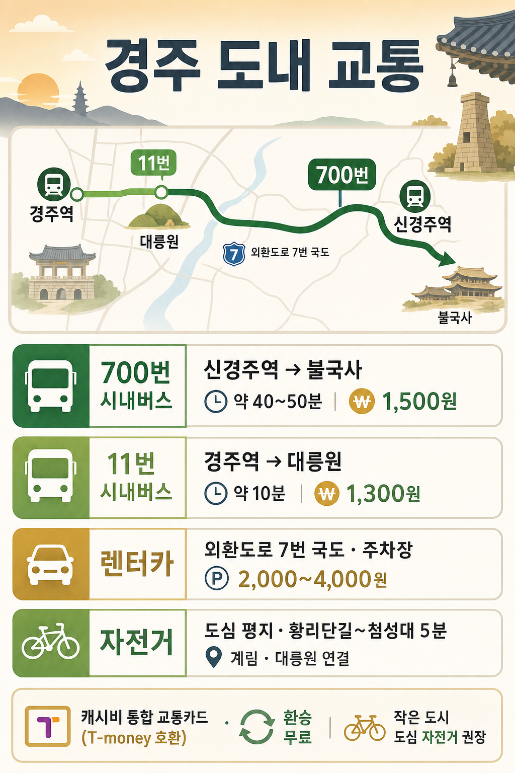 경주 도내 교통 인포그래픽