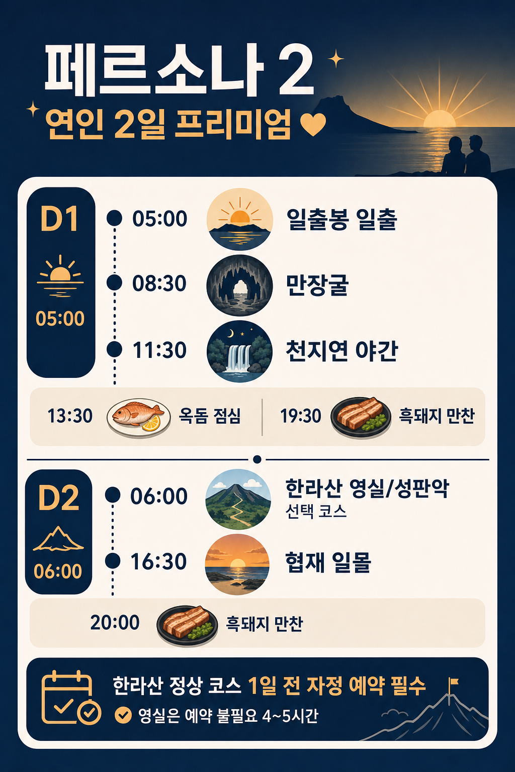 연인 2일 프리미엄 일정 인포그래픽