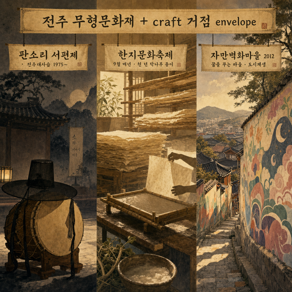 판소리 + 한지 + 자만벽화 무형문화재 envelope