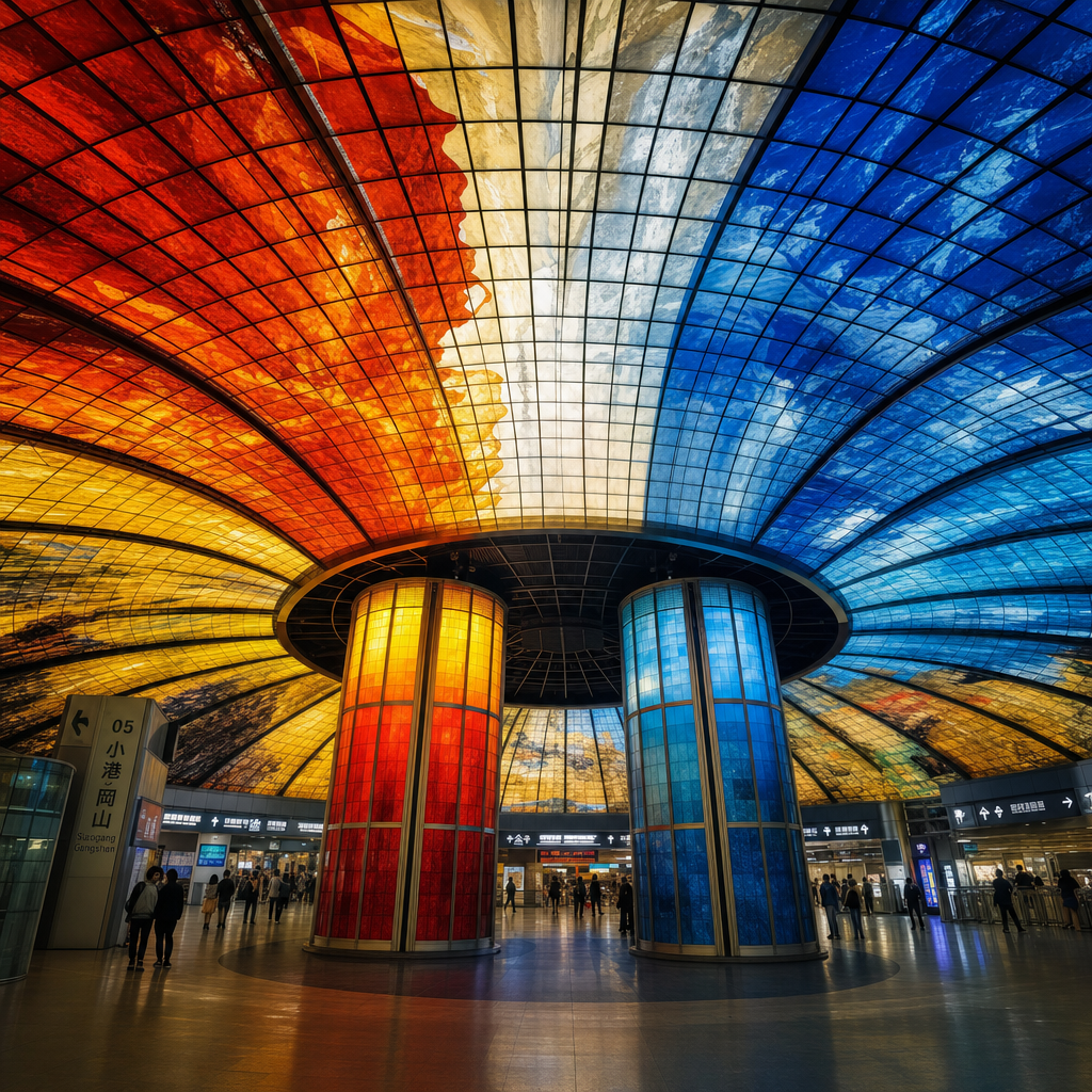 美麗島 역 Dome of Light 추상 4색