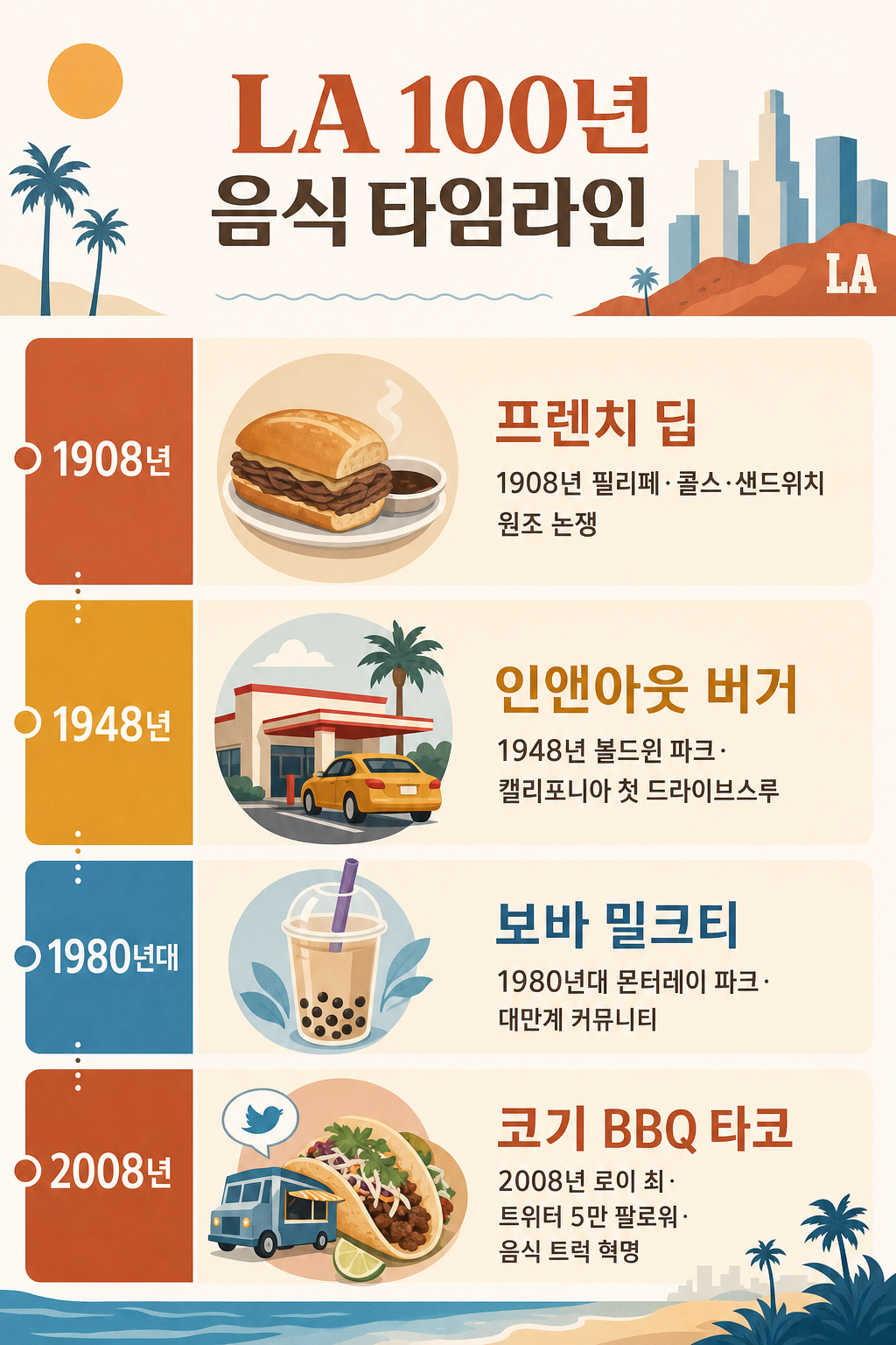 LA 음식 100년 타임라인 인포그래픽
