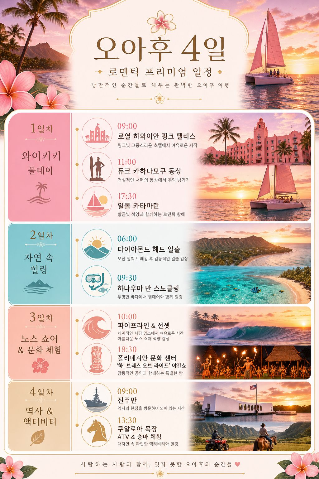 커플 프리미엄 4일 오아후 일정 타임라인