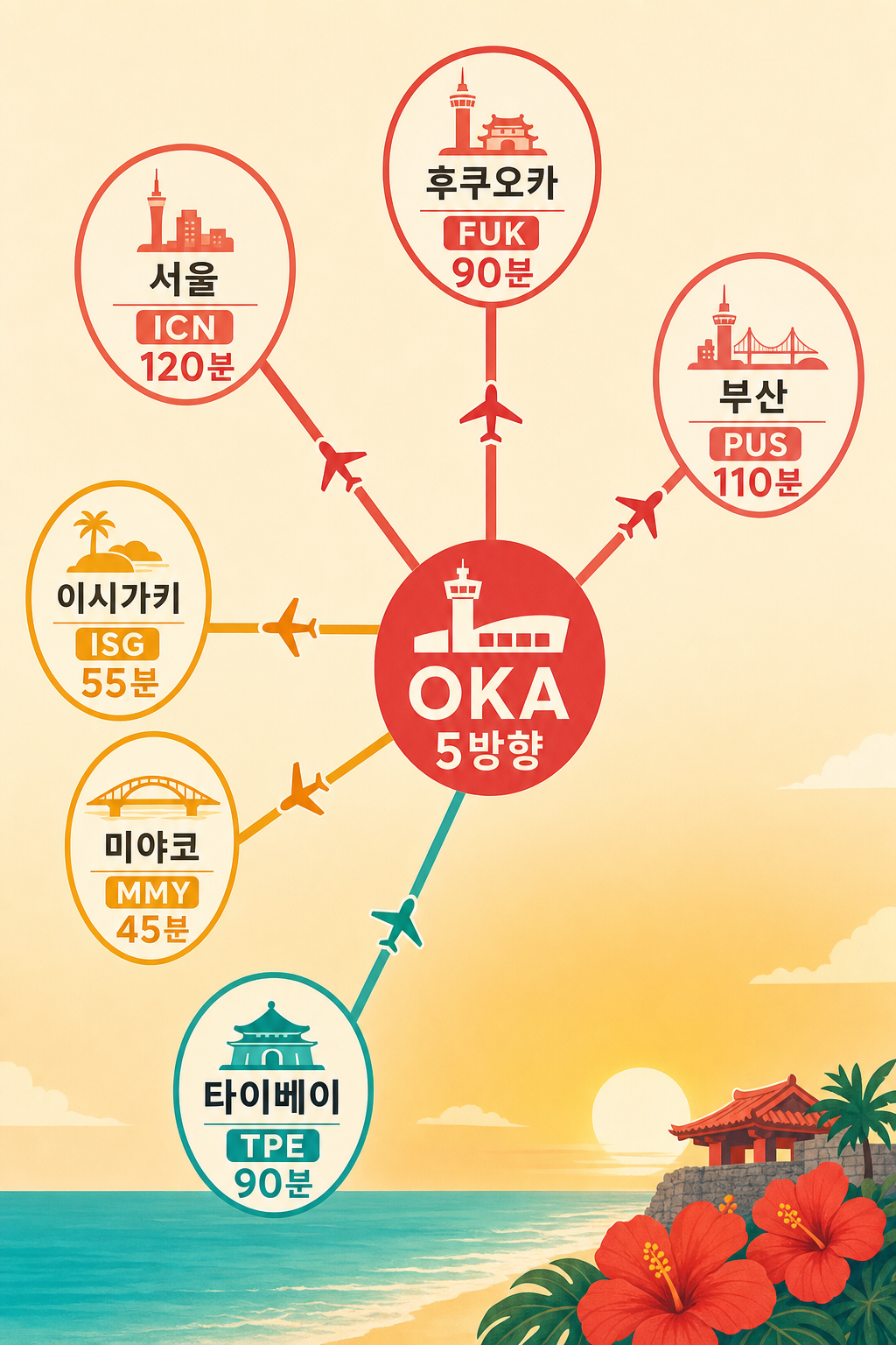 OKA 5방향 노선도 인포그래픽