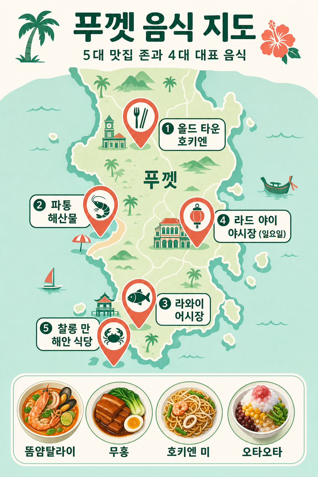 푸켓 음식 지리 인포그래픽