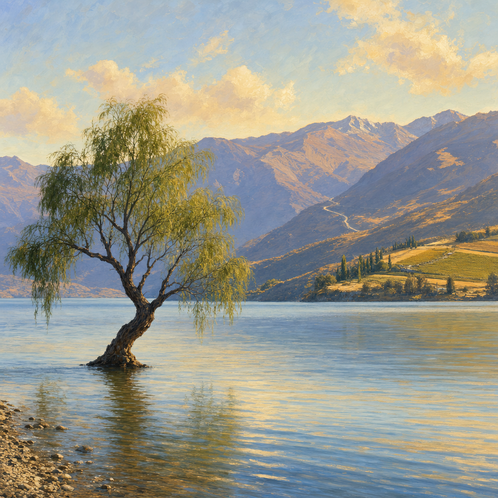 Lake Wānaka 버드나무 풍경