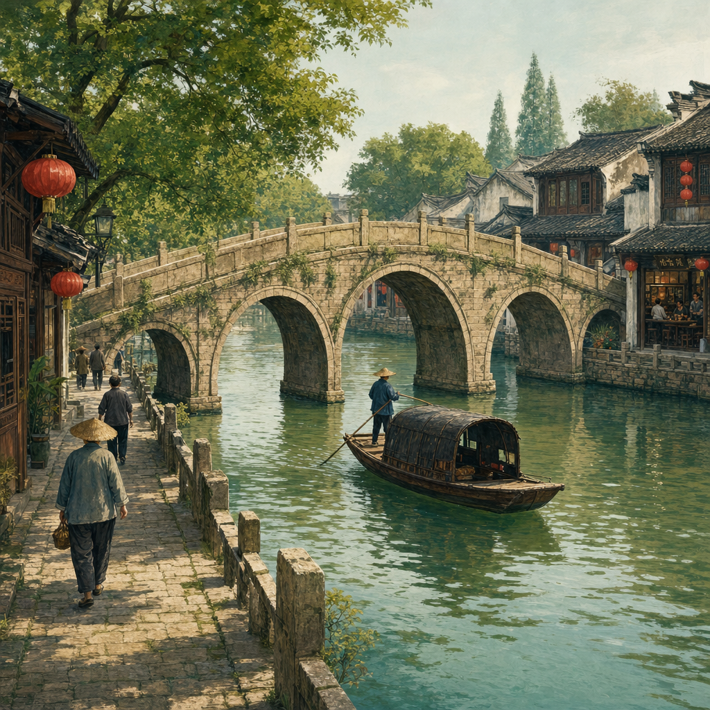 朱家角 放生桥·sampan 운하 이미지