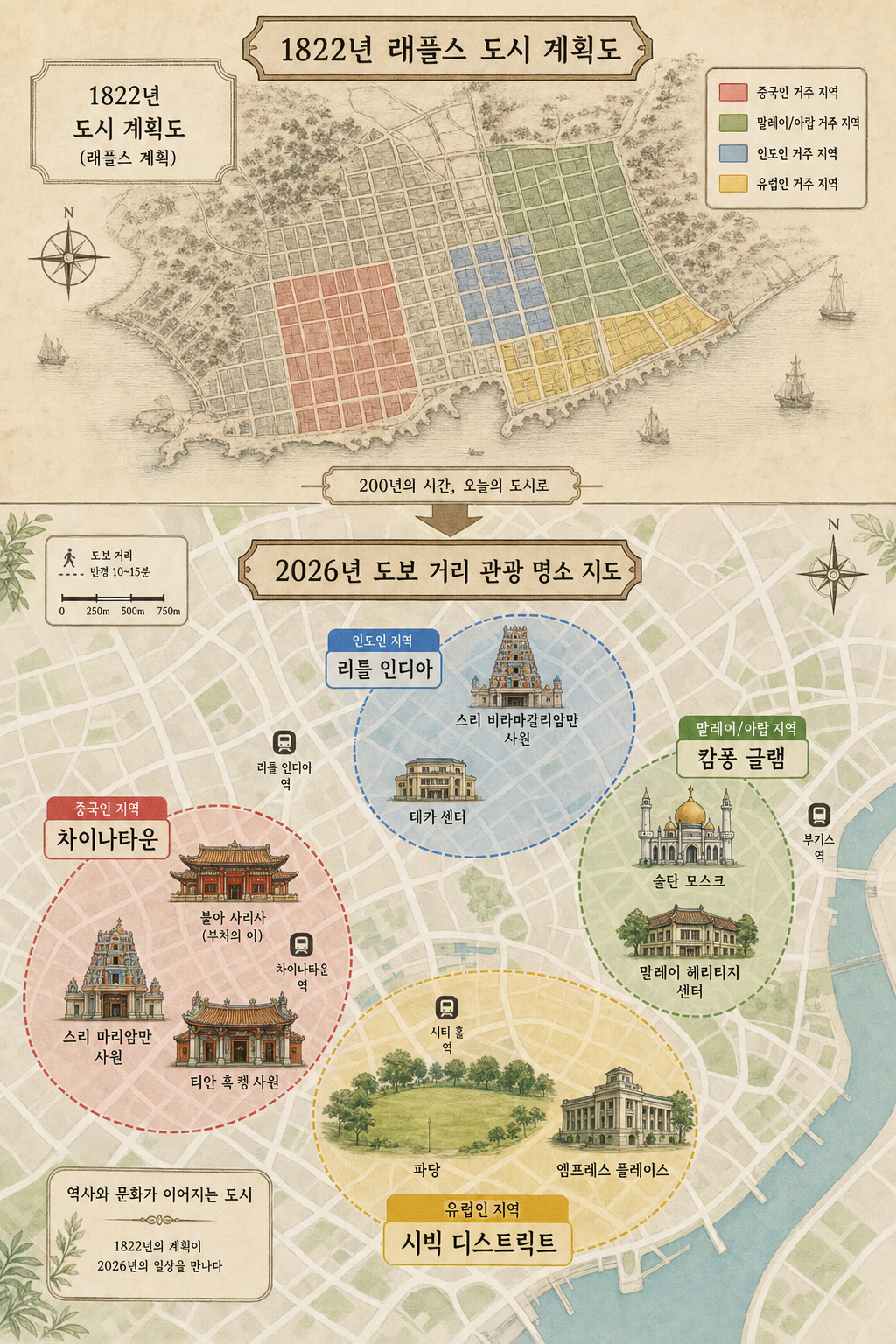 1822 Town Plan ↔ 2026 동선 매핑 인포그래픽