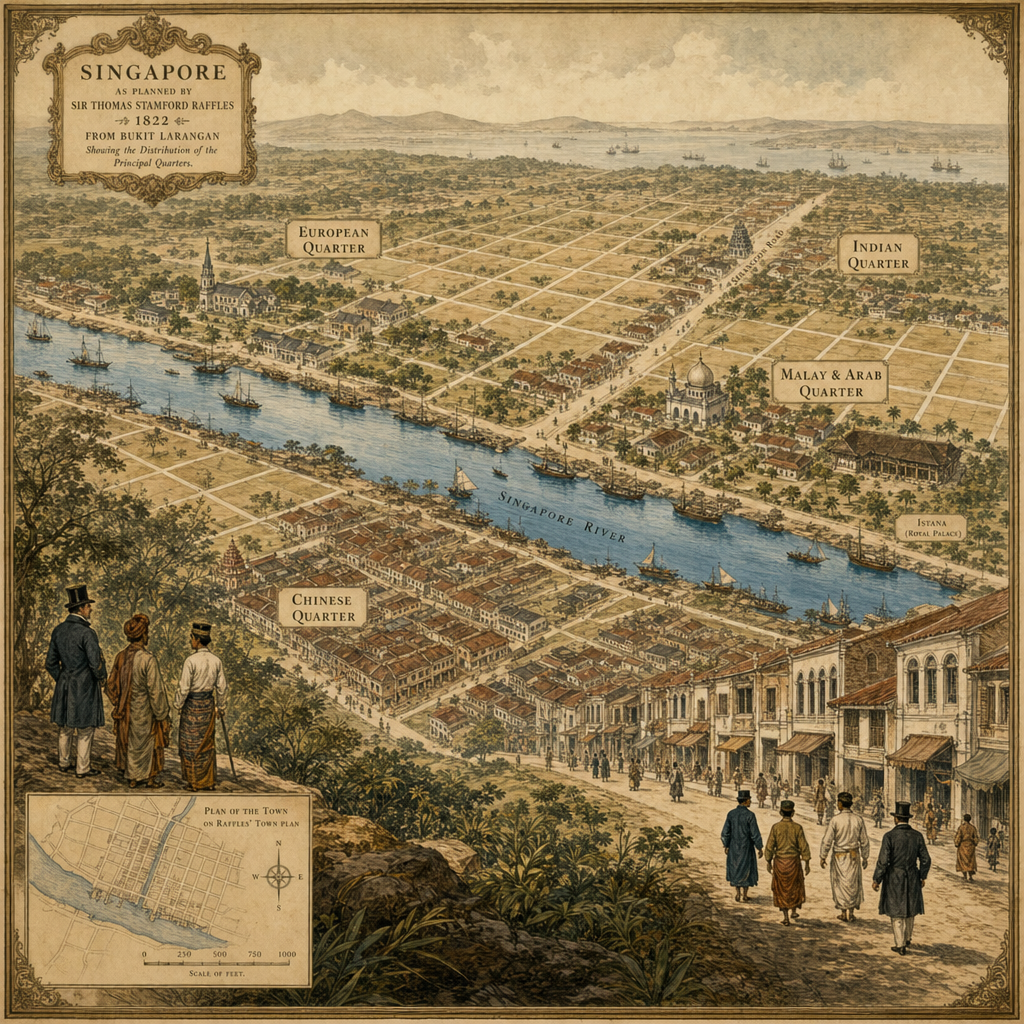 1822 Raffles Town Plan 격자 ethnic quarter 이미지