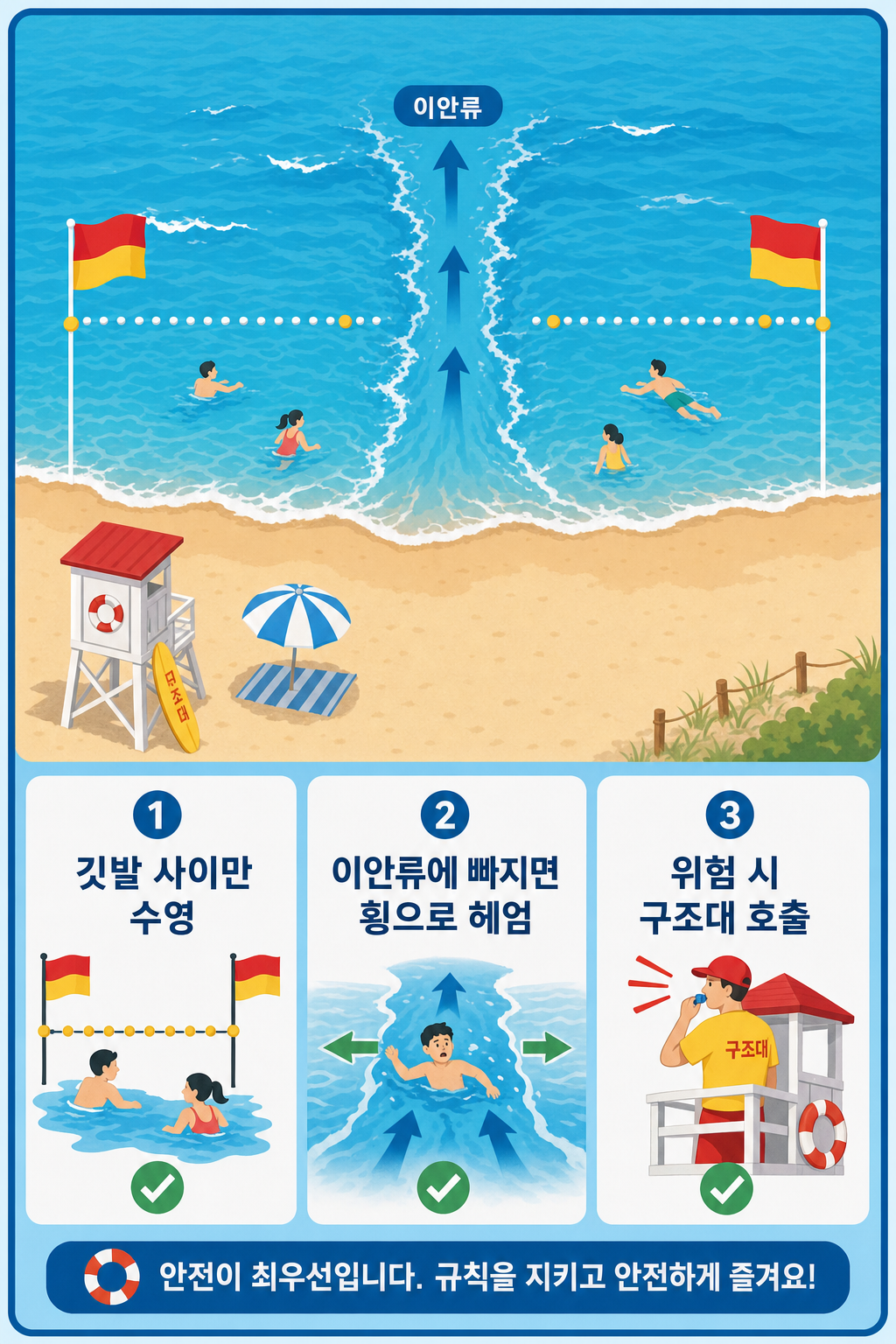 해변 안전 인포그래픽