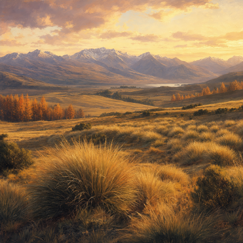 Mackenzie Basin tussock grassland panorama