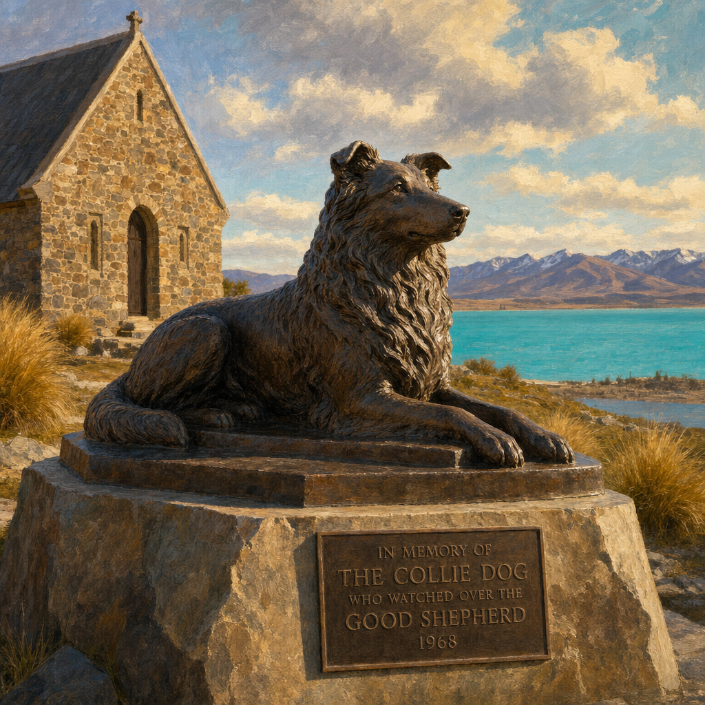 1968 Collie Dog Memorial with Church of Good Shepherd