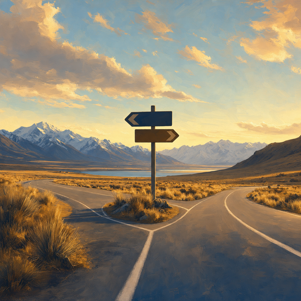 SH8/SH80 road junction at Mackenzie Basin