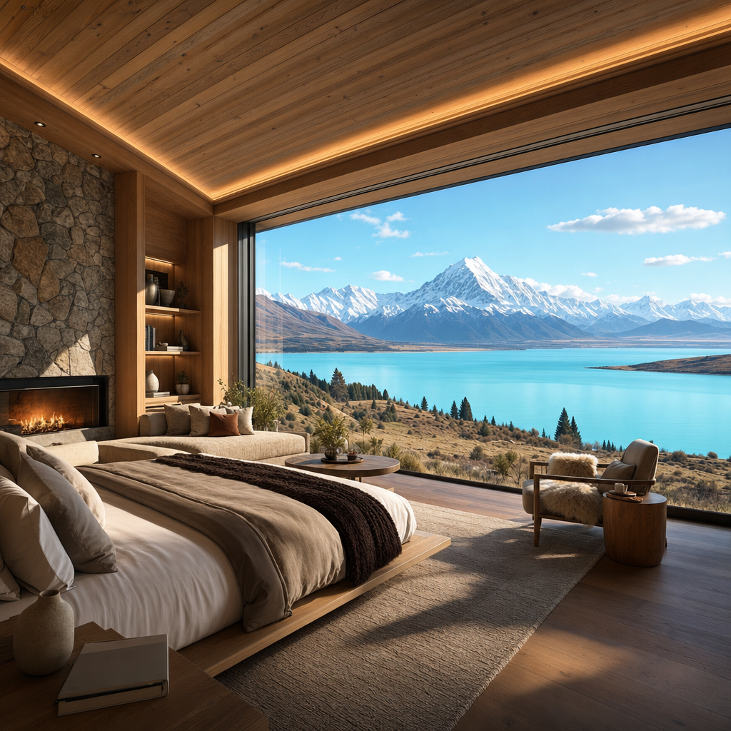 Lakefront lodge suite interior