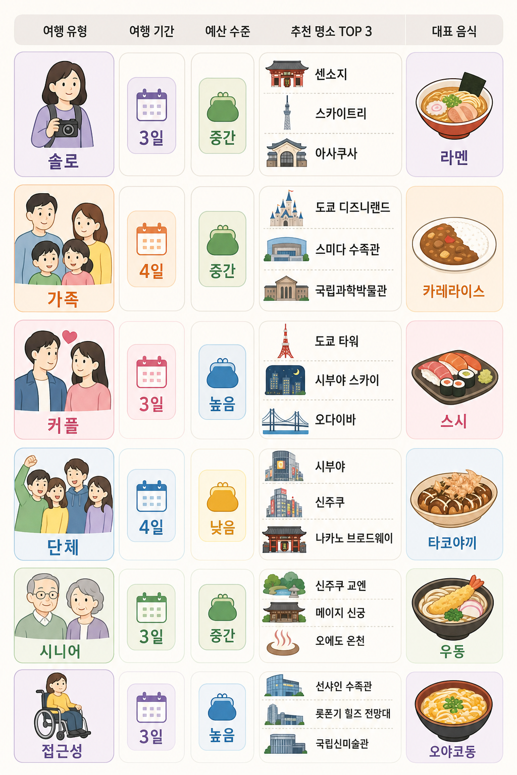 여행 스타일 비교 인포그래픽