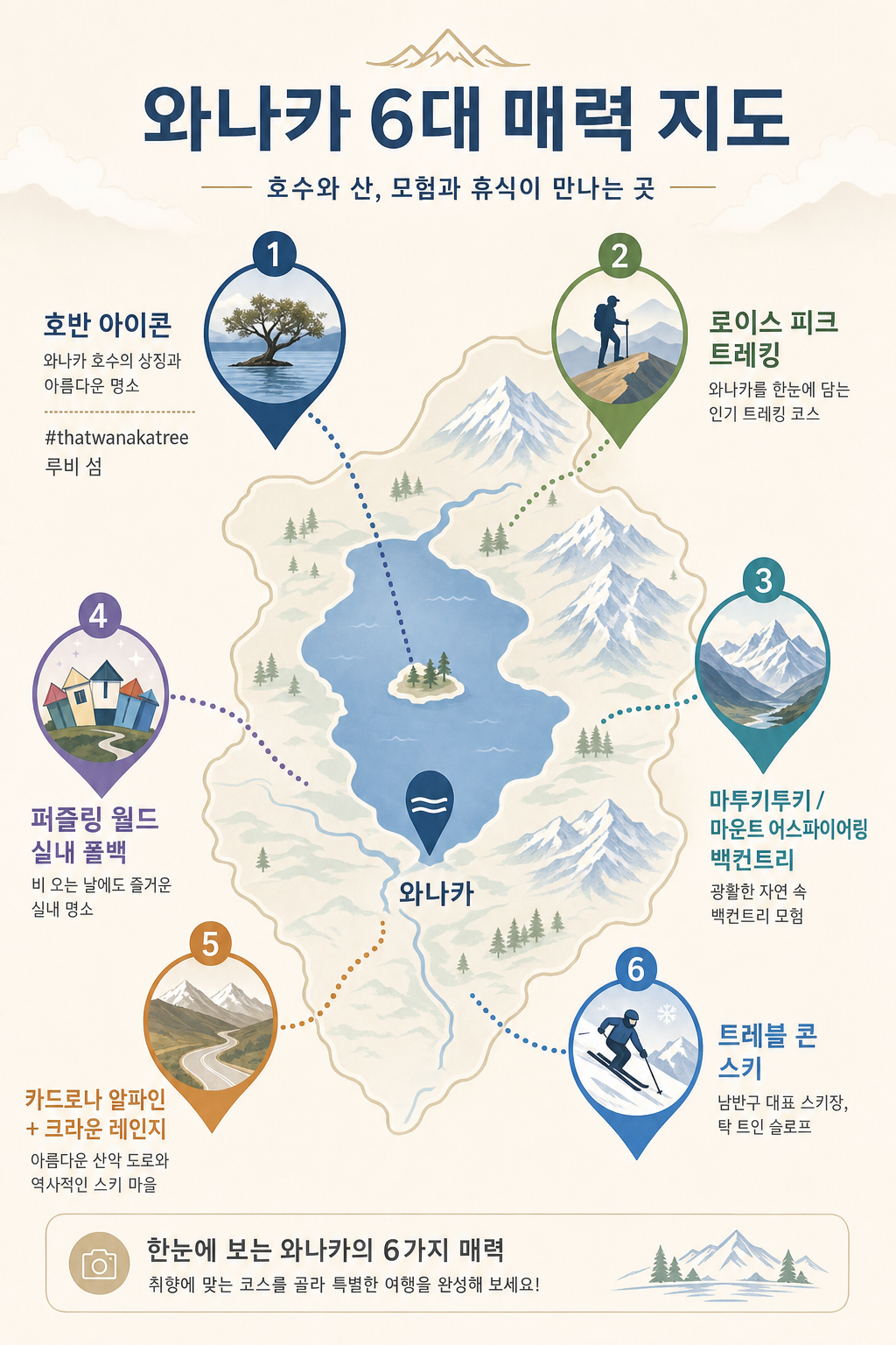 와나카 6 cluster 분포 지도 인포그래픽