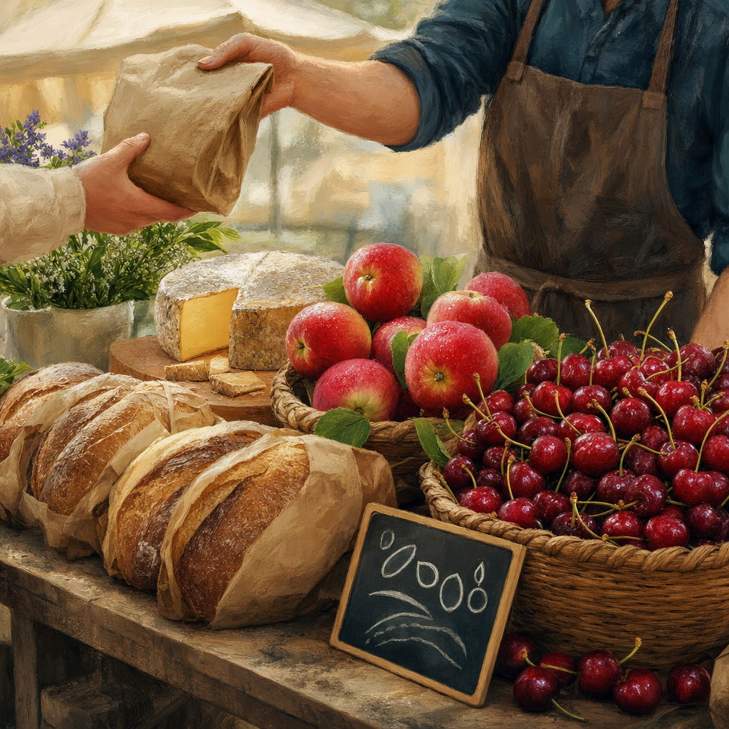 Wānaka Farmers Market 직판 테이블