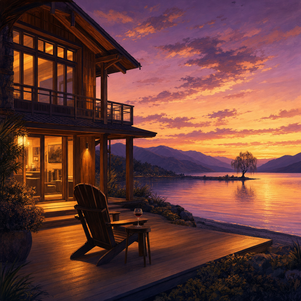호반 lodge 일몰 풍경