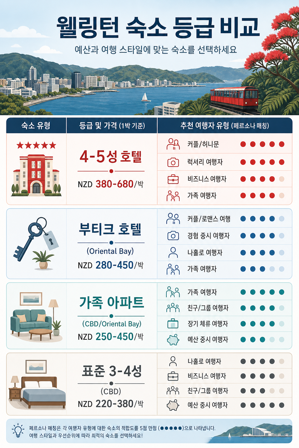 숙박 티어 비교 인포그래픽